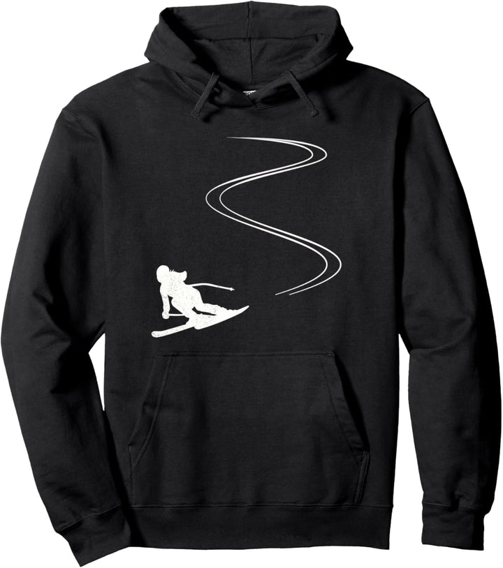 Skispur im Schnee, Ski Pullover Hoodie