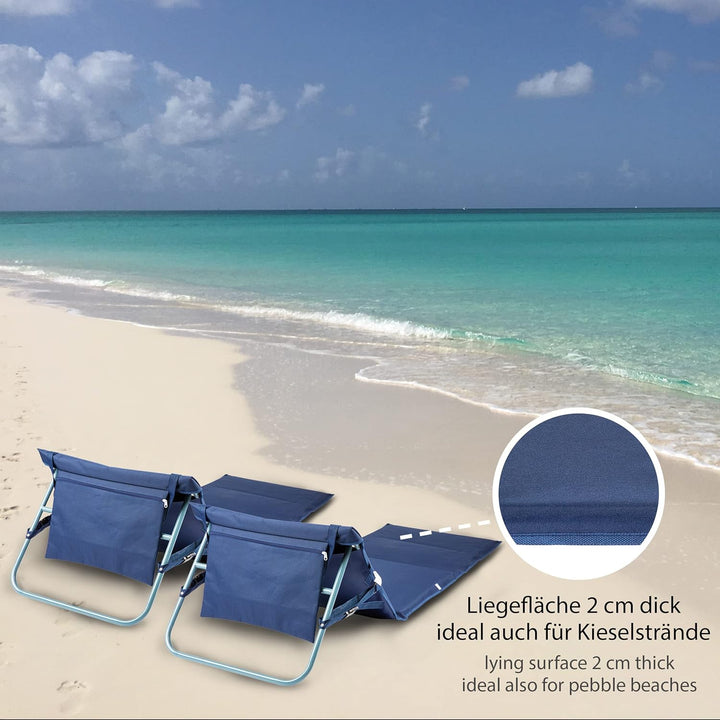ONVAYA Premium Strandmatte 2cm gepolstert mit Rückenlehne | Strandliege faltbar | Strandmatratze | S