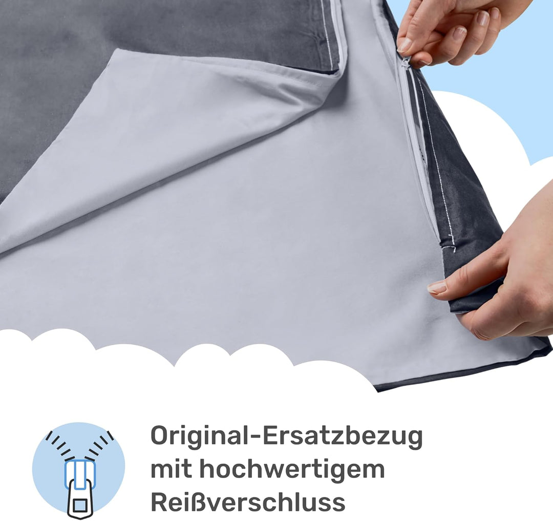 Dailydream Bezug für Erwachsenengewichtsdecke 135 x 200 cm | zweifarbig grau | 100% Baumwolle | Ersa