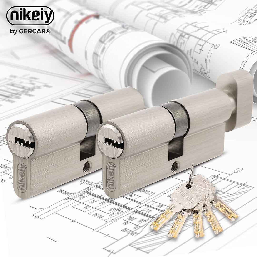 GERCAR Pro 3x Schliesszylinder 40/40 gleichschliessend Set 3 Profilzylinder inkl. 15 Schlüssel - 80