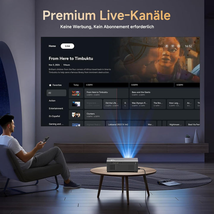 4K Smart Beamer mit integrierter Netflix-App, Kinoähnlichem Sound & HDR | KOGATA Auto-Fokus, 6D Keys