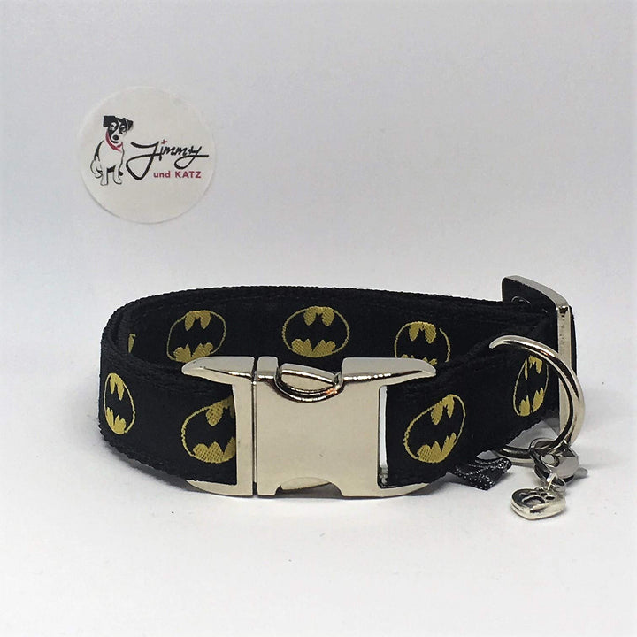 Jimmy und Katz Hundehalsband Batman 26cm-40cm x 2cm Schwarz, Schwarz