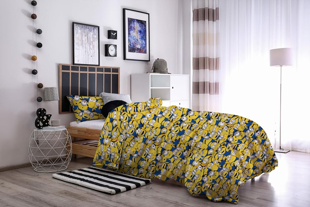 hermet Minions Bettbezug für Einzelbett, quadratisch, 100% Baumwolle, offizielles Produkt