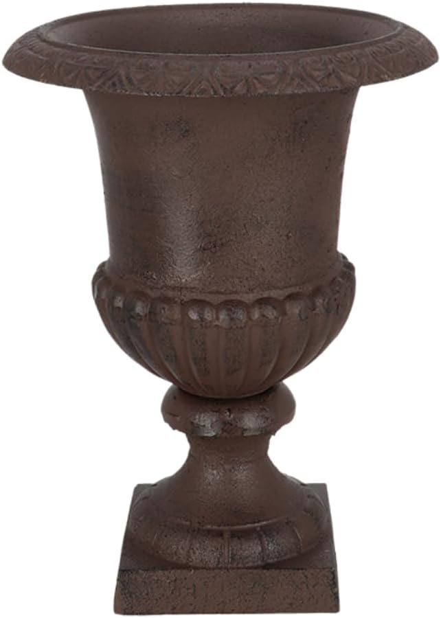 Esschert Design Blumentopf, Übertopf, Französische Vase, Amphore auf Sockel, Grösse L, ca. 31 cm x 3