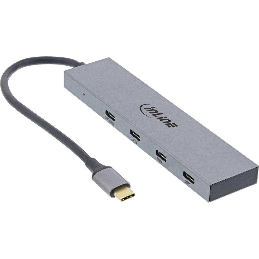 InLine® USB 3.2 Gen.2 Hub (10Gb/s), USB Typ-C zu 4 Port Typ-C (1 Port Power Through bis 100W), OTG,
