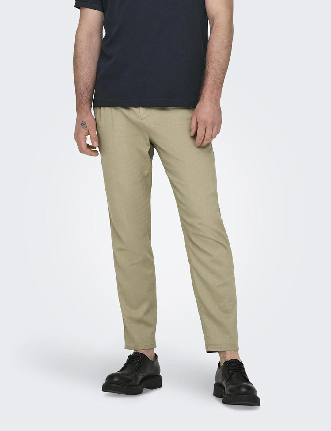PIECES Herren Onsleo Crop Linen Mix 0048 Pant 30W / 32L Chinchilla, 30W / 32L Chinchilla