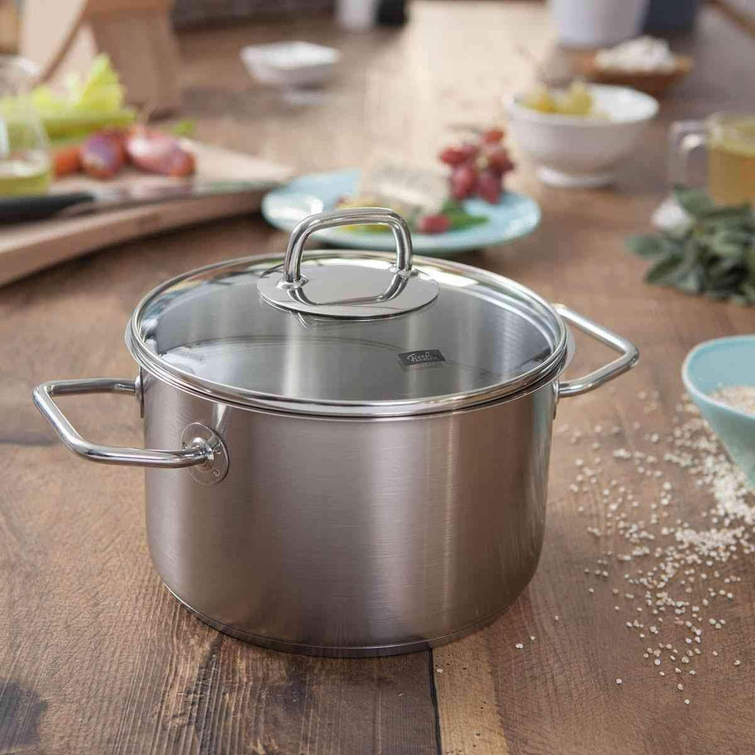 Fissler Viseo / Edelstahl-Topfset, 4-teilig, Kochtopf-Set, Töpfe mit Glas-Deckel, Induktion, alle He