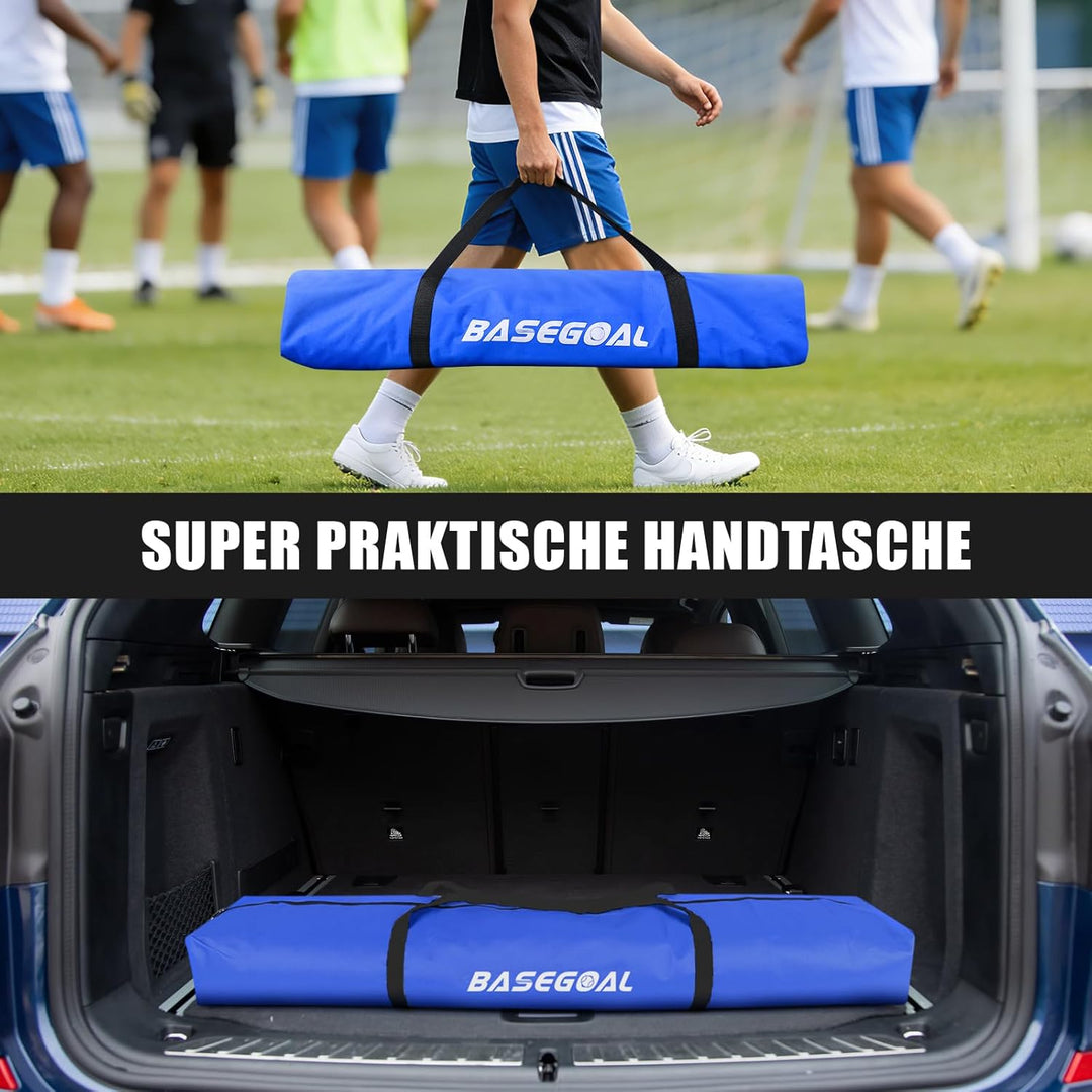 Fussballtor Outdoor [180cm/240cm/365cm], Faltbares Fussballtor Garten &amp; Training mit Koordinationsle