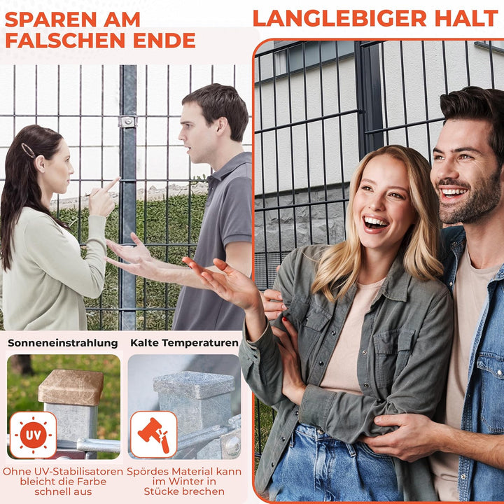 30x Zaunkappen Kunststoff 40x60mm mit Runddach | Pfostenkappen für Doppelstabmattenzaun | Abdeckkapp