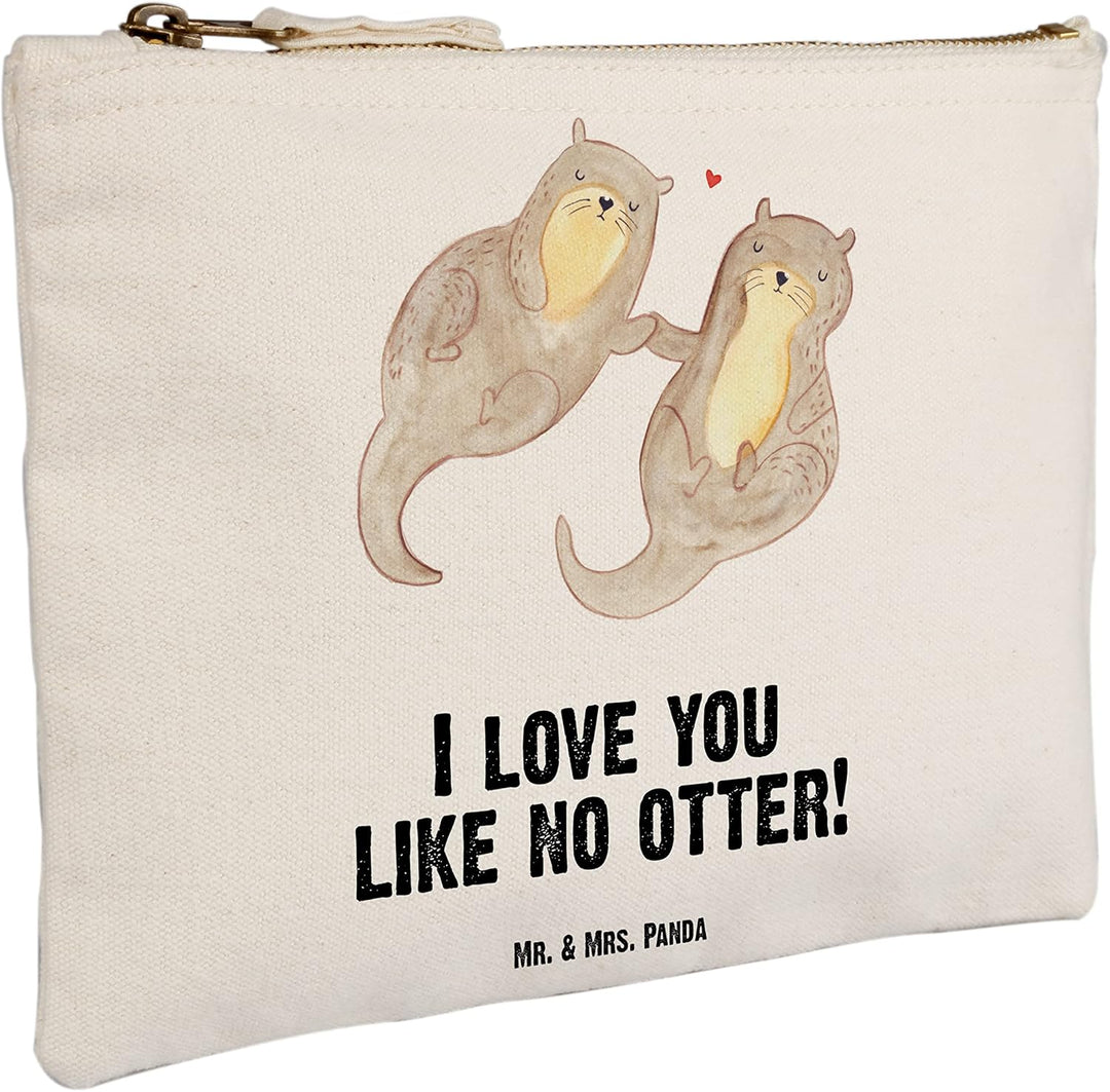 Mr. & Mrs. Panda Kulturtasche Otter Hände halten Grösse XL Grosse - Geschenk, kosmetiktäschchen, Mäp