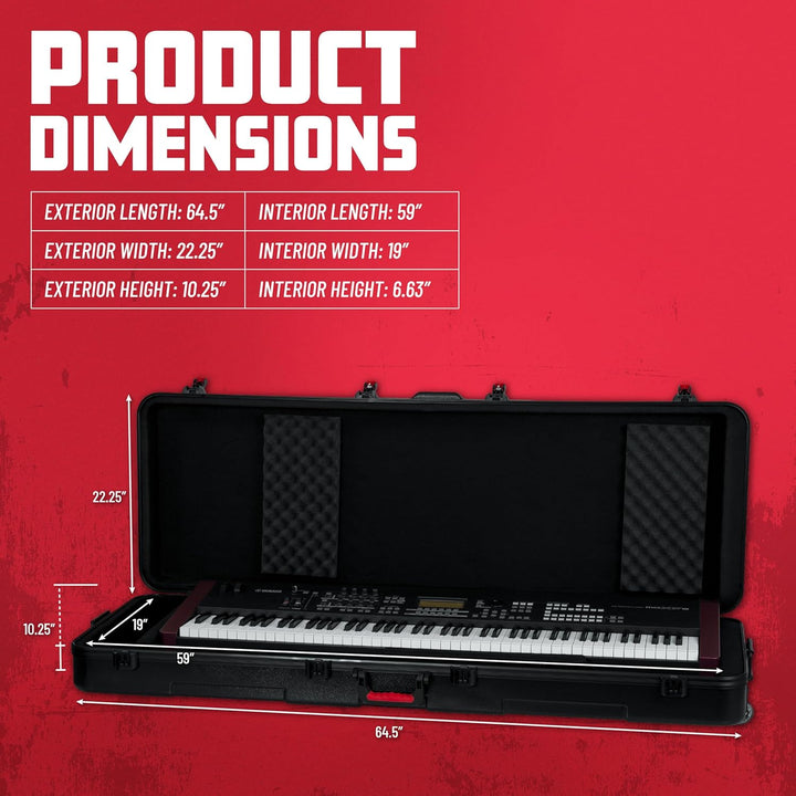 Gator Cases geformtes Flight Case für 88-Tasten Keyboards mit TSA-zugelassenen Verschlüssen und vers