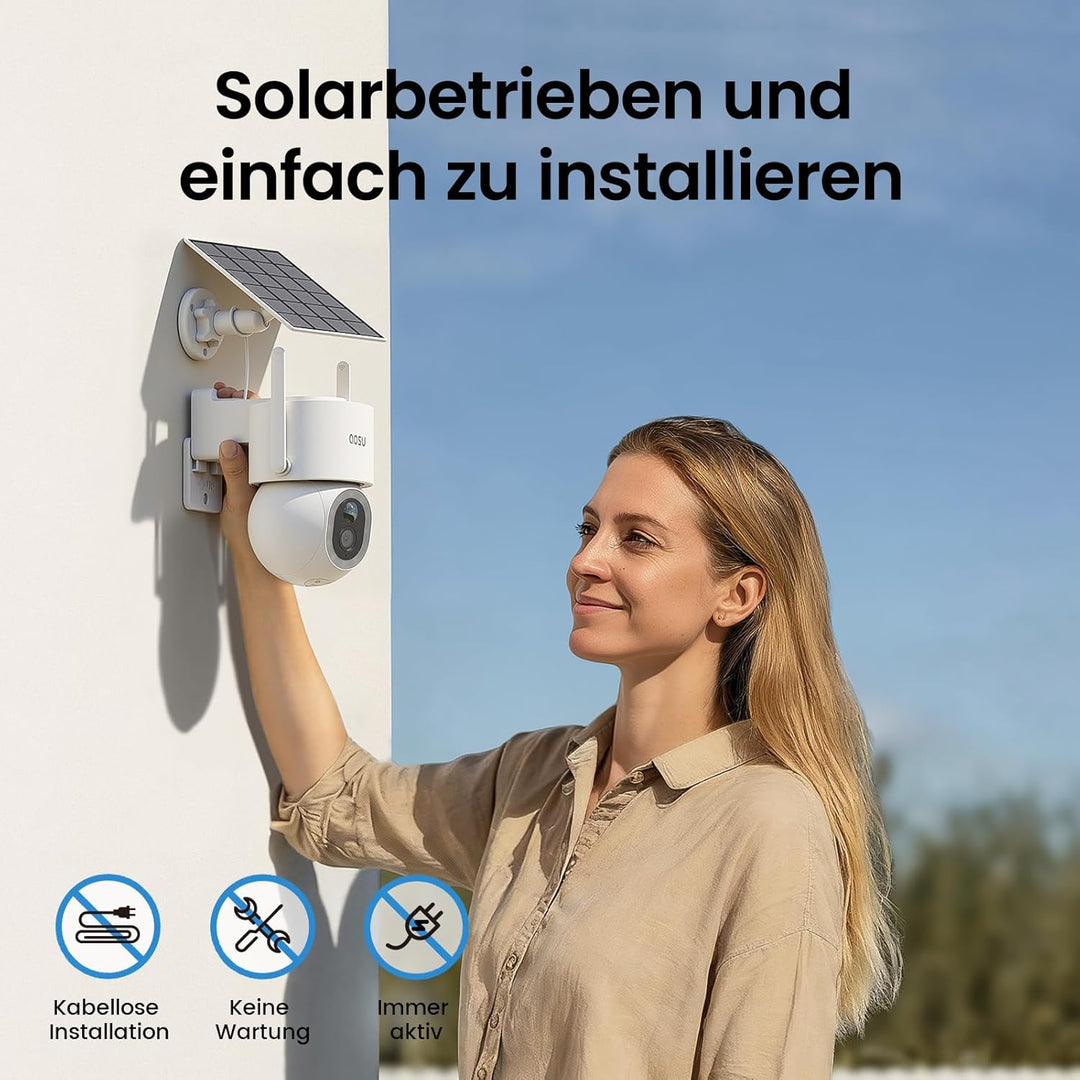 aosu 4K 8MP Überwachungskamera Aussen Solar Akku UHD mit Licht 360° PTZ Kein ABO Nötig WLAN Kamera Ü