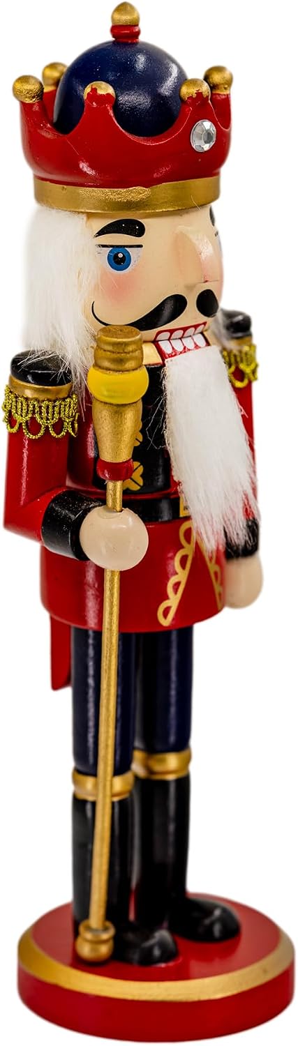 Kaladia Deko Nussknacker Figur König aus Holz – Höhe: 26 cm – traditionelle Weihnachtsnussknacker in