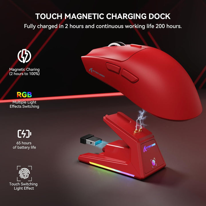 MAMBASNAKE x Attack Shark X1 Gaming-Maus mit Ladestation, 49g Ultralight, 40K DPI PAW3395 PRO-Sensor
