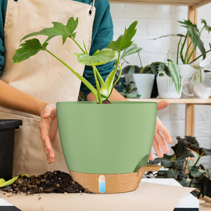 ZMTECH 20 cm Pflanztöpfe mit Bewässerungslippe Selbstbewässernde Pflanztöpfe mit Abflusslöchern und
