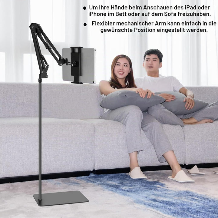 Tablet-Bodenständer, verstellbar, universal, um 360 Grad drehbar, Metall-Tablet-Halterung, Handy-Stä