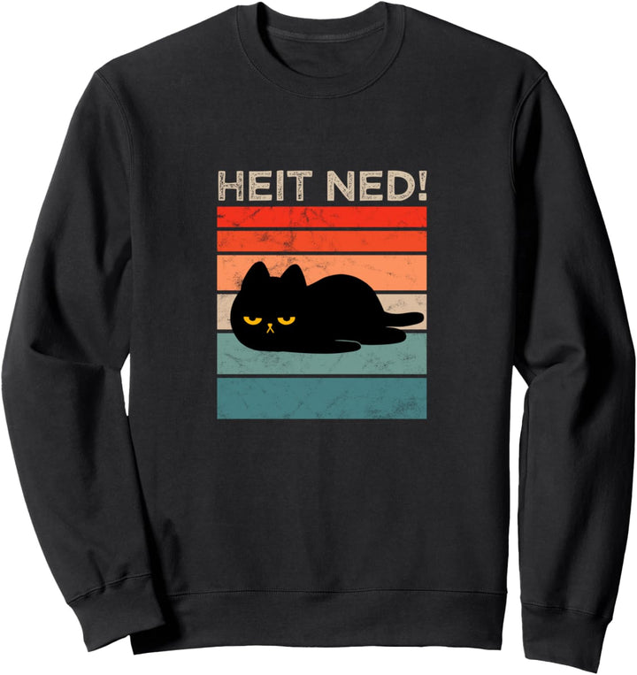 HEIT NED Lustiges Katzen Design mit müder schwarzer Katze Sweatshirt