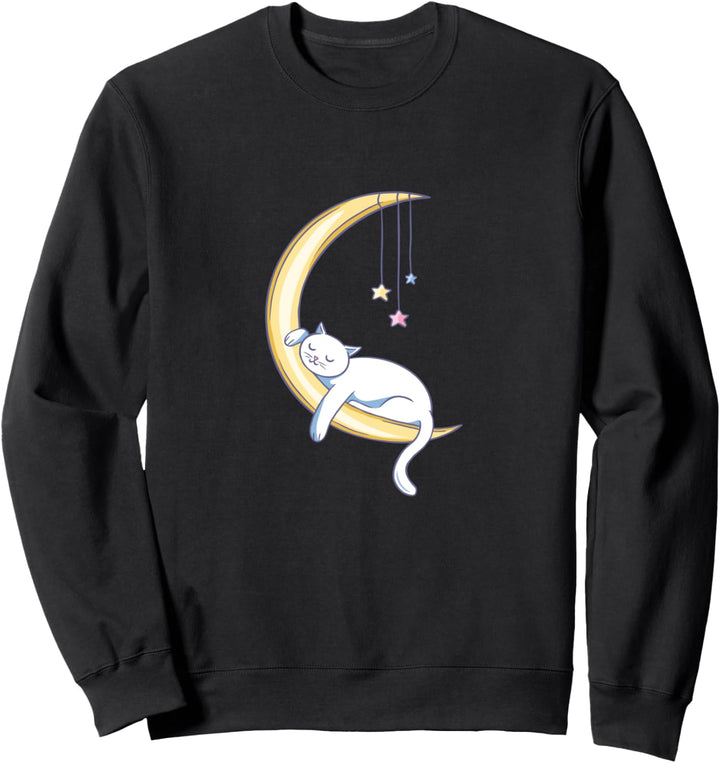 Schlafende Katze auf dem Mond für Cat Ladies Sweatshirt