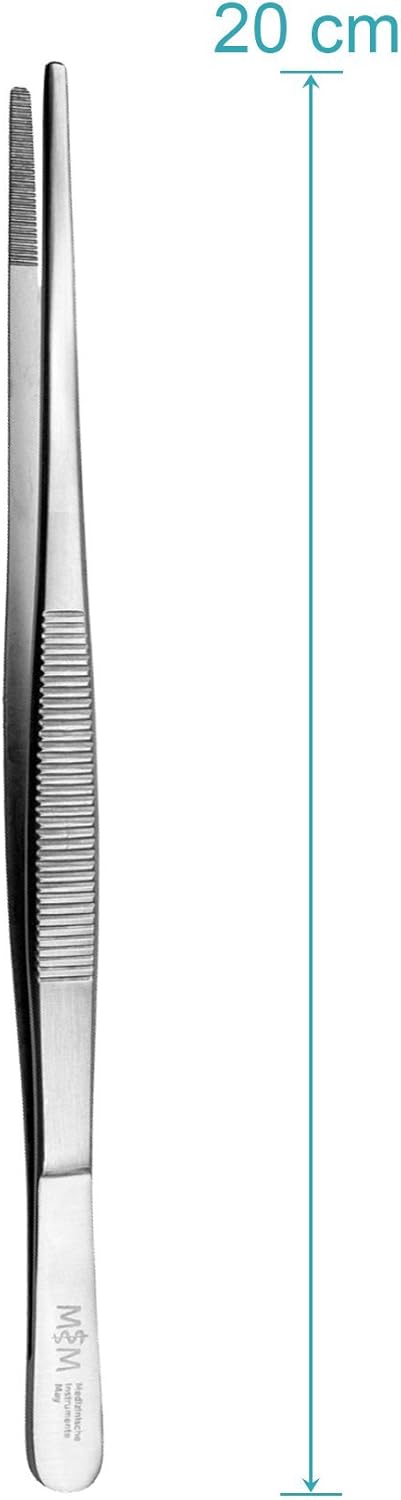 May - Set - 10 x Universal-Pinzette 20cm - Haushaltspinzette - gerade - runde Spitze - innen gerieft