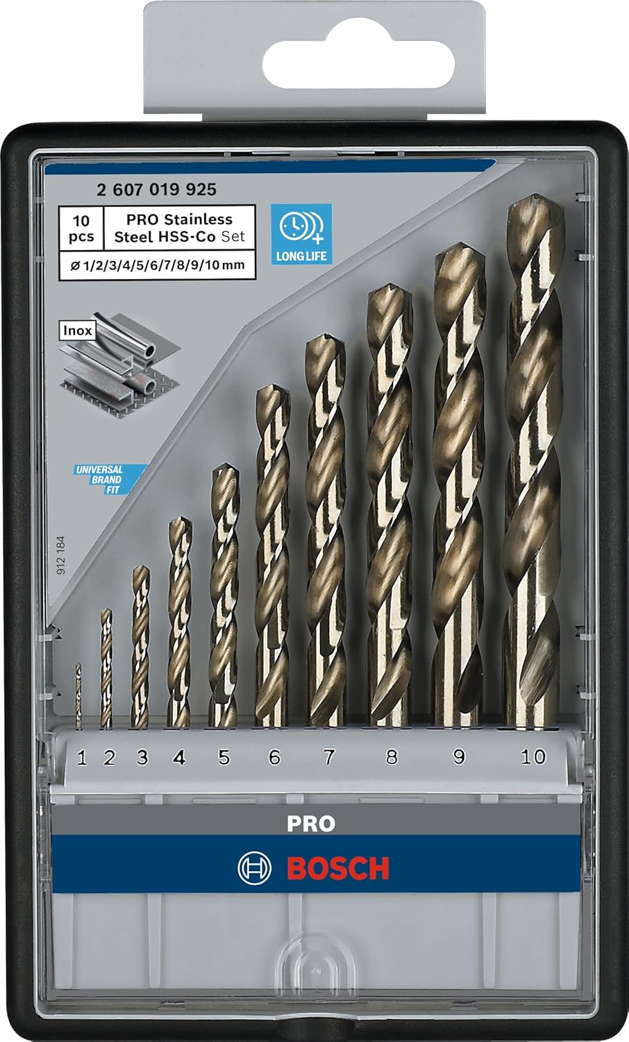 Bosch Pro 10tlg. Metallbohrer-Set HSS-Cobalt Robust Line Durchmesser: 1.0 - 10.0, Durchmesser: 1.0 -