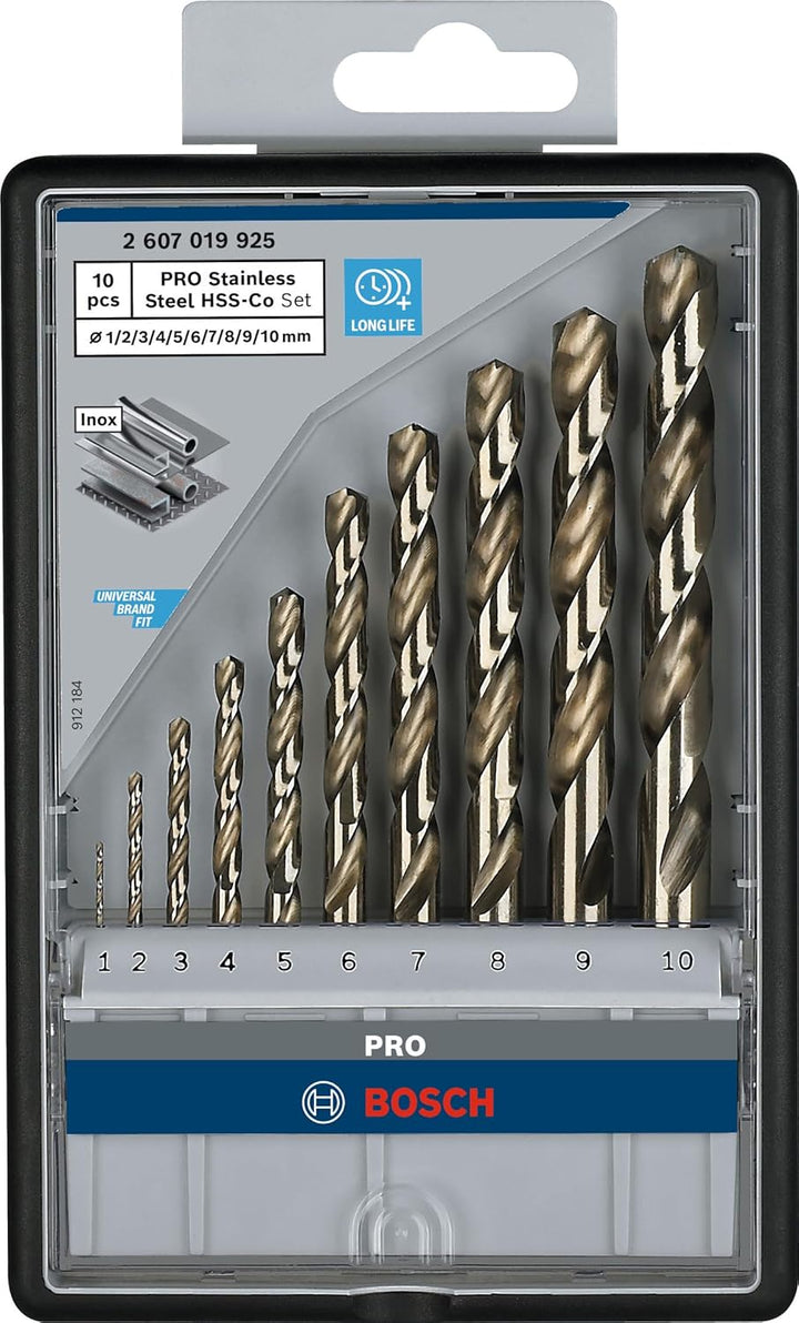 Bosch Pro 10tlg. Metallbohrer-Set HSS-Cobalt Robust Line Durchmesser: 1.0 - 10.0, Durchmesser: 1.0 -