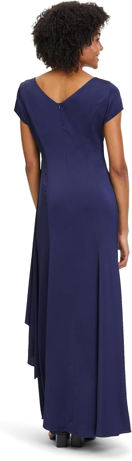 Vera Mont Damen Abendkleid mit Volant 40 Blau, 40 Blau
