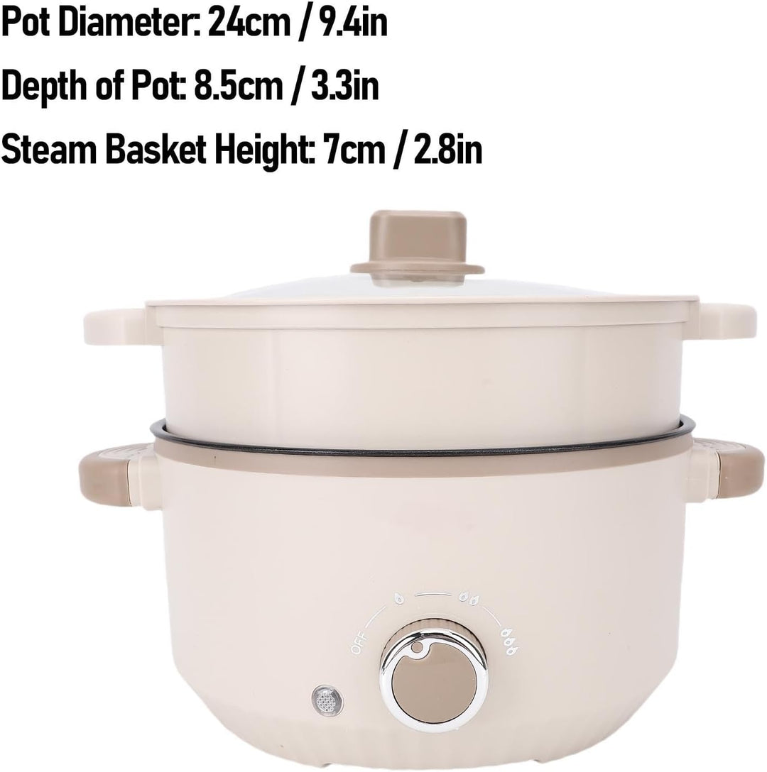 Hot Pot Electric Ramen Cooker, 3L Grosse Kapazität Tragbarer Heisser Pot -Schnellnudeln Kocher Multi