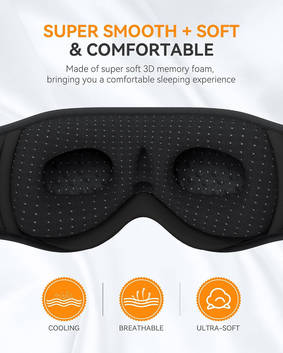 Bluetooth-Kopfhörer zum Schlafen, 100 % blickdicht, seitlich 3D-Blau, 3D-Blau