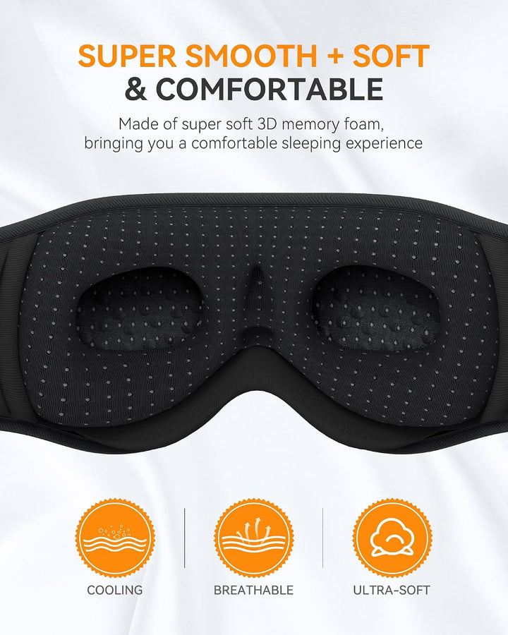 Bluetooth-Kopfhörer zum Schlafen, 100 % blickdicht, seitlich 3D-Blau, 3D-Blau