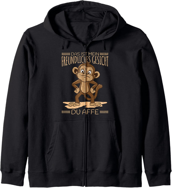 Das ist mein freundliches Gesicht du Affe Miesepeter Affen Kapuzenjacke