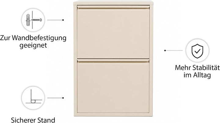 Schuhschrank Schmal, Metall Schuhkipper mit Magnet-Klappen, Schmaler Schuhschrank für Flur, Eingang