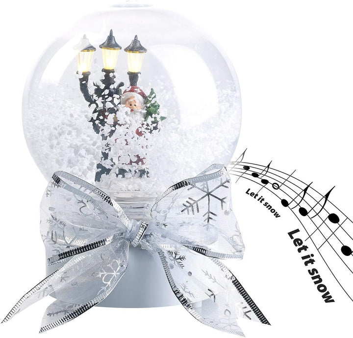 infactory Schneekugel: 2er-Set Schneekugeln mit singendem Weihnachtsmann, LED-Laterne (Schneekugel W