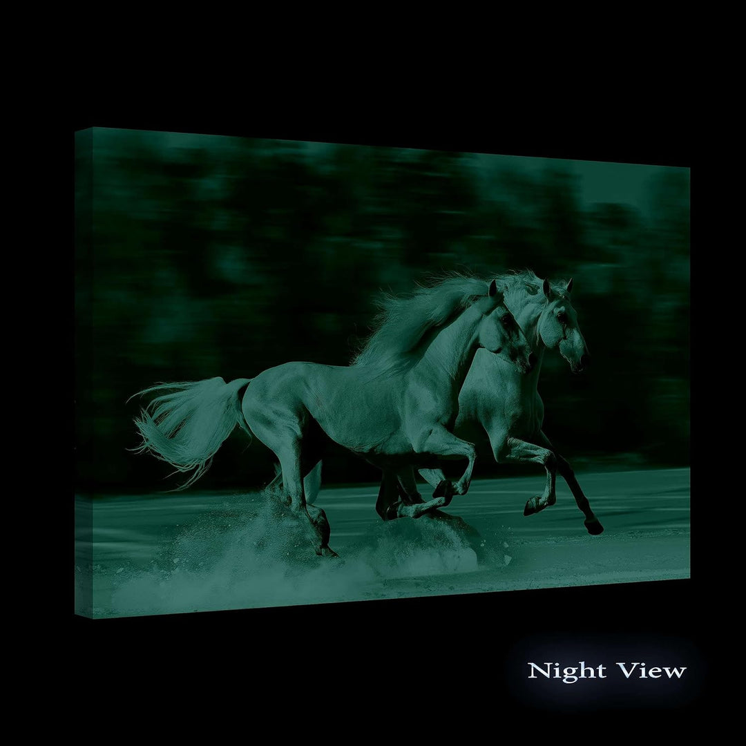 Startonight Bilder Zwei Weisse Pferde, Leinwandbilder Moderne Kunst, Tiere Wanddeko Kunstdrucke, Wan