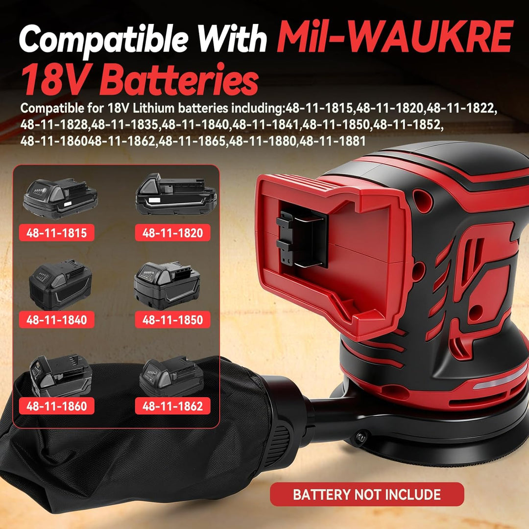 Bürstenloser Exzenterschleifer Kompatibel mit Milwaukee M18, 125 mm bürstenloser elektrischer Exzent