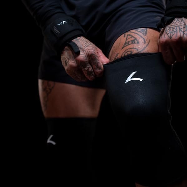reeva Unisex-Adult Powerlifting Sleeves-7mm Knee Sleeve S Schwarz, S Schwarz