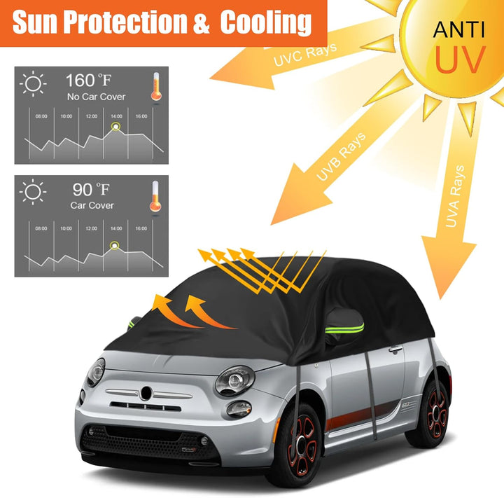 Autoabdeckung Schrägheck Universalmodell 300 * 150 * 49cm, Halbgarage Wasserdicht Ersatz für FIAT 50