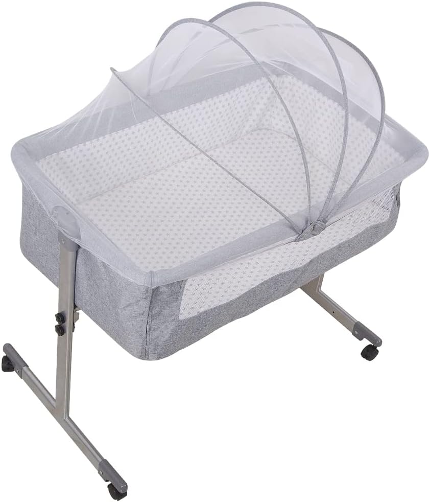 RELOVE Wiege mit Gittern, Wiege mit Gittern, Wiege mit Matratze, für Babys und Babys von Geburt bis