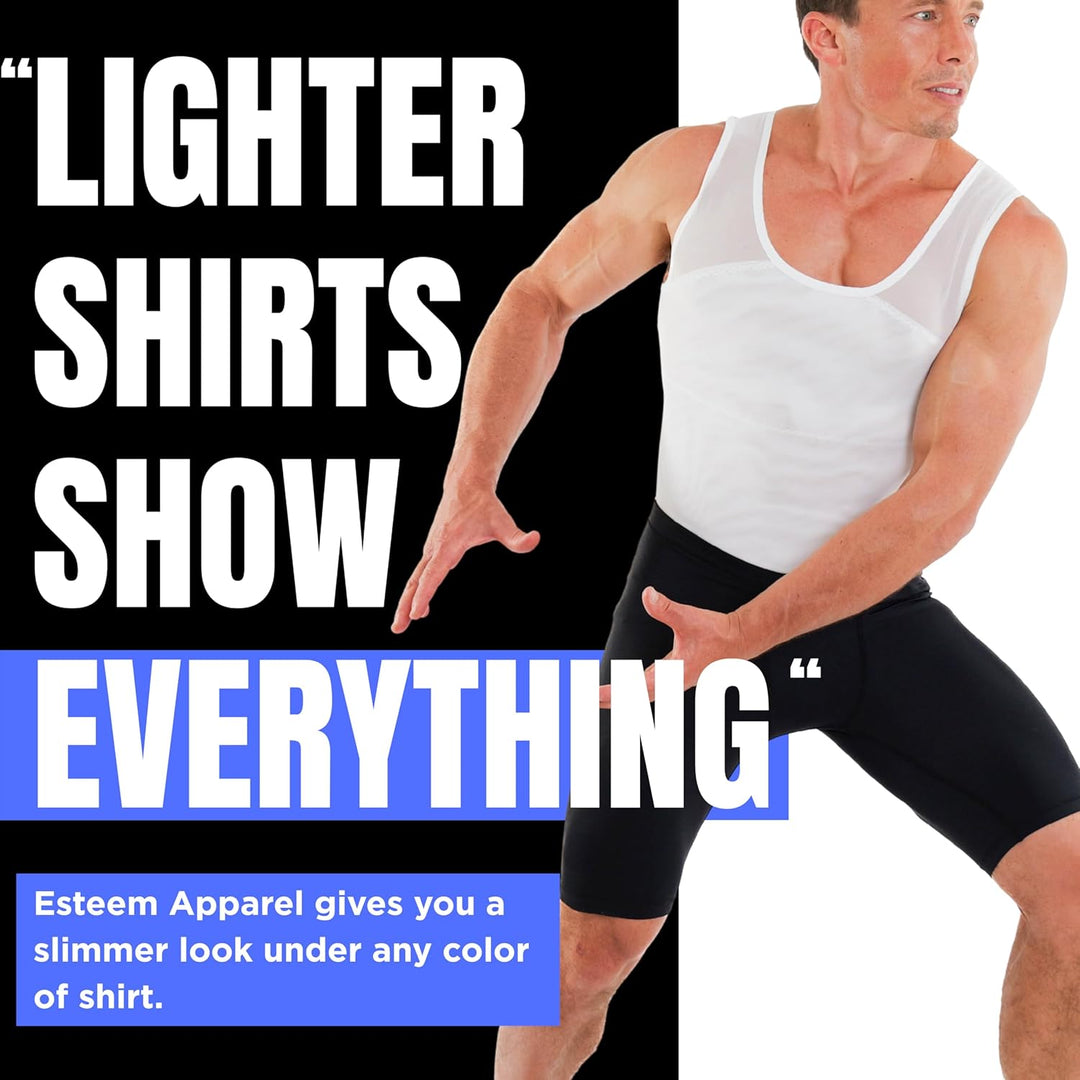 Esteem Apparel Originales Herren-Brustkompressionshemd zum Verstecken von Gynäkomastie Moobs M Schwa