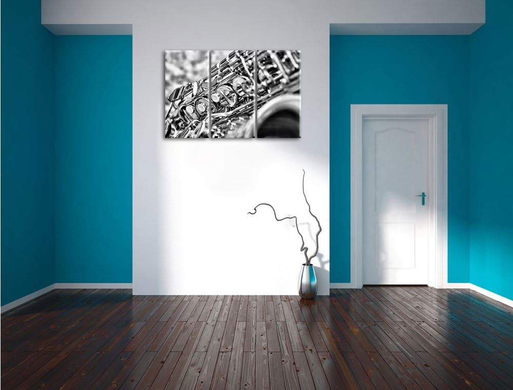 Pixxprint Saxophon als Leinwandbild | Grösse: 3 Teilig (120x80) | Wandbild| Kunstdruck | fertig besp