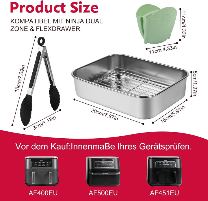 Airfryer Zubehör Set für Ninja 7,6L/ 9,5L/ 10,4L – 6-tlg. Heissluftfritteuse Zubehör für AF500EU AF4