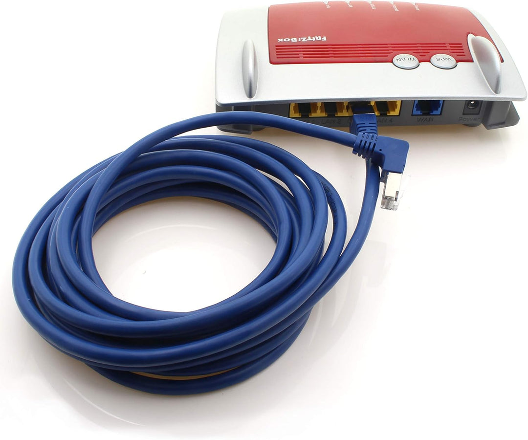 1aTTack.de 366244 Cat.6 Netzwerkkabel Winkel 90 Grad 7,5m - blau - 5 Stück - Cat6 Patchkabel (SFTP P