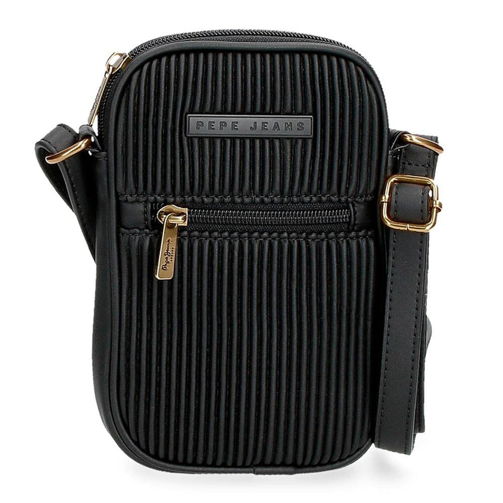 Pepe Jeans Aurora Umhängetasche Handyhalter Schwarz 11x17,5x2,5 cm Kunstleder Schwarz mobile Umhänge