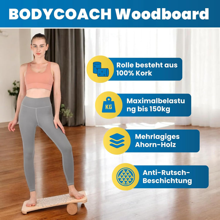 Woodboard Starter Set Balance-Board Ahorn Holz &amp; Kork Rolle Koordination und Balance-Training