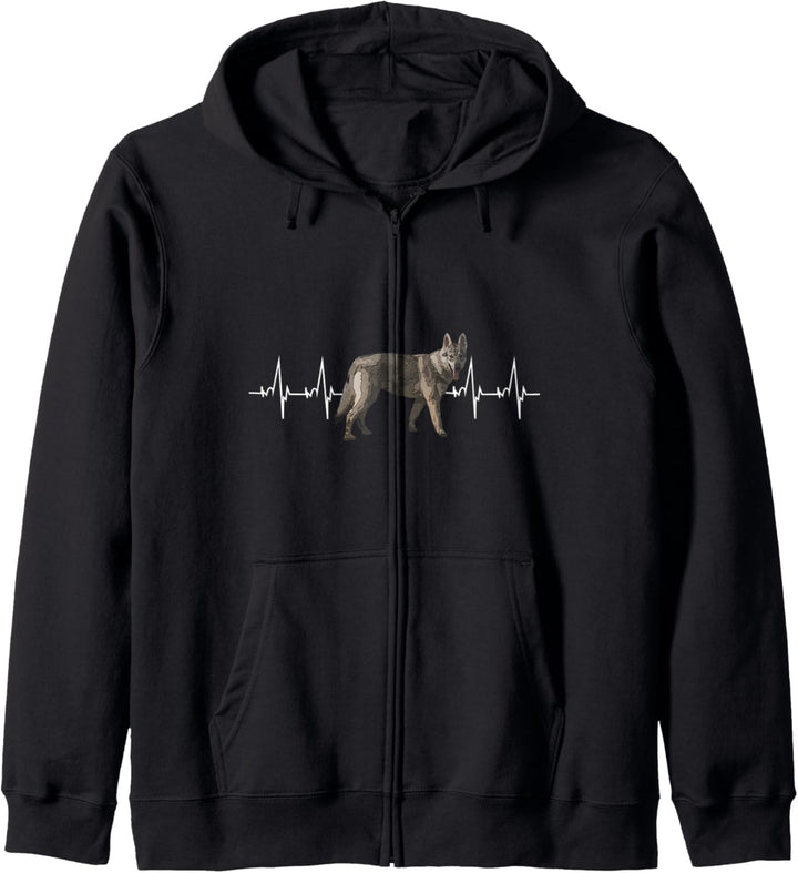 Herzschlag Pulslinien Design Tschechoslowakischer Wolfshund Kapuzenjacke