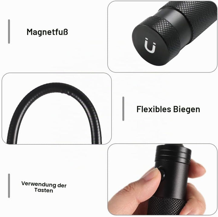 Grill Licht, 1/2 Stuck Magnetische Grilllampe mit Flexible Schwanenhals, 350Lm, 360° Drehbare Batter