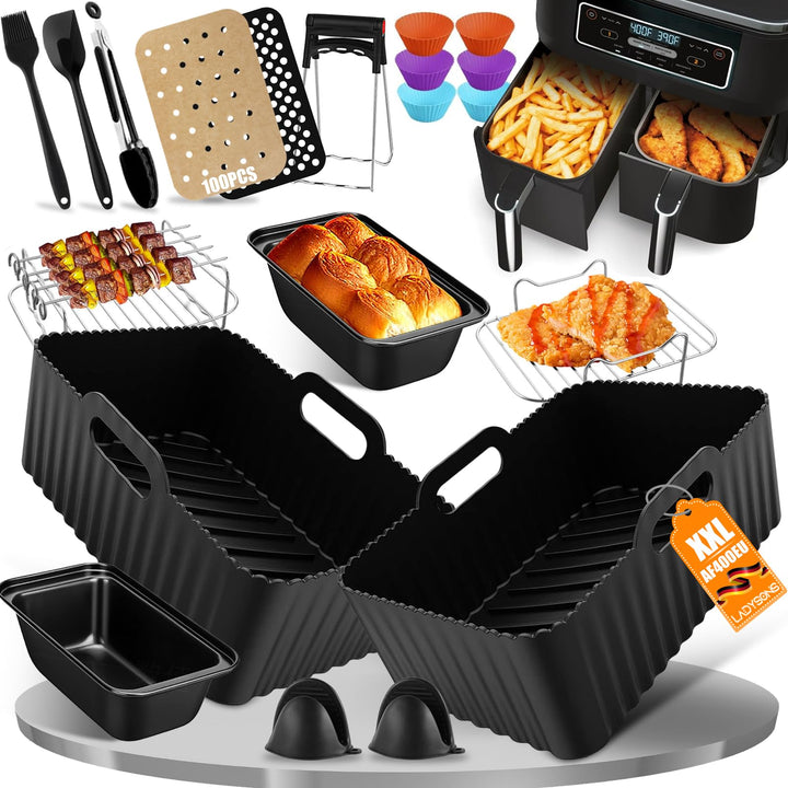 20 Stück Heissluftfritteuse Zubehör | Airfryer Zubehör für Ninja Dual AF400EU & AF300EU & Tower T170