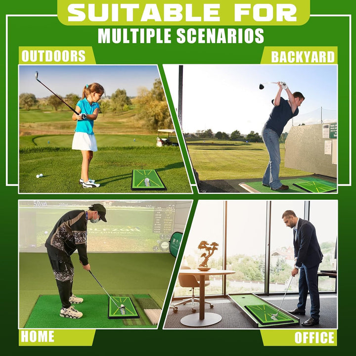 Golf Abschlagmatte Golfmatte mit 1 Austauschbar Golf Trainingshilfen Mat für Schlagbahn-Analyse, Rut