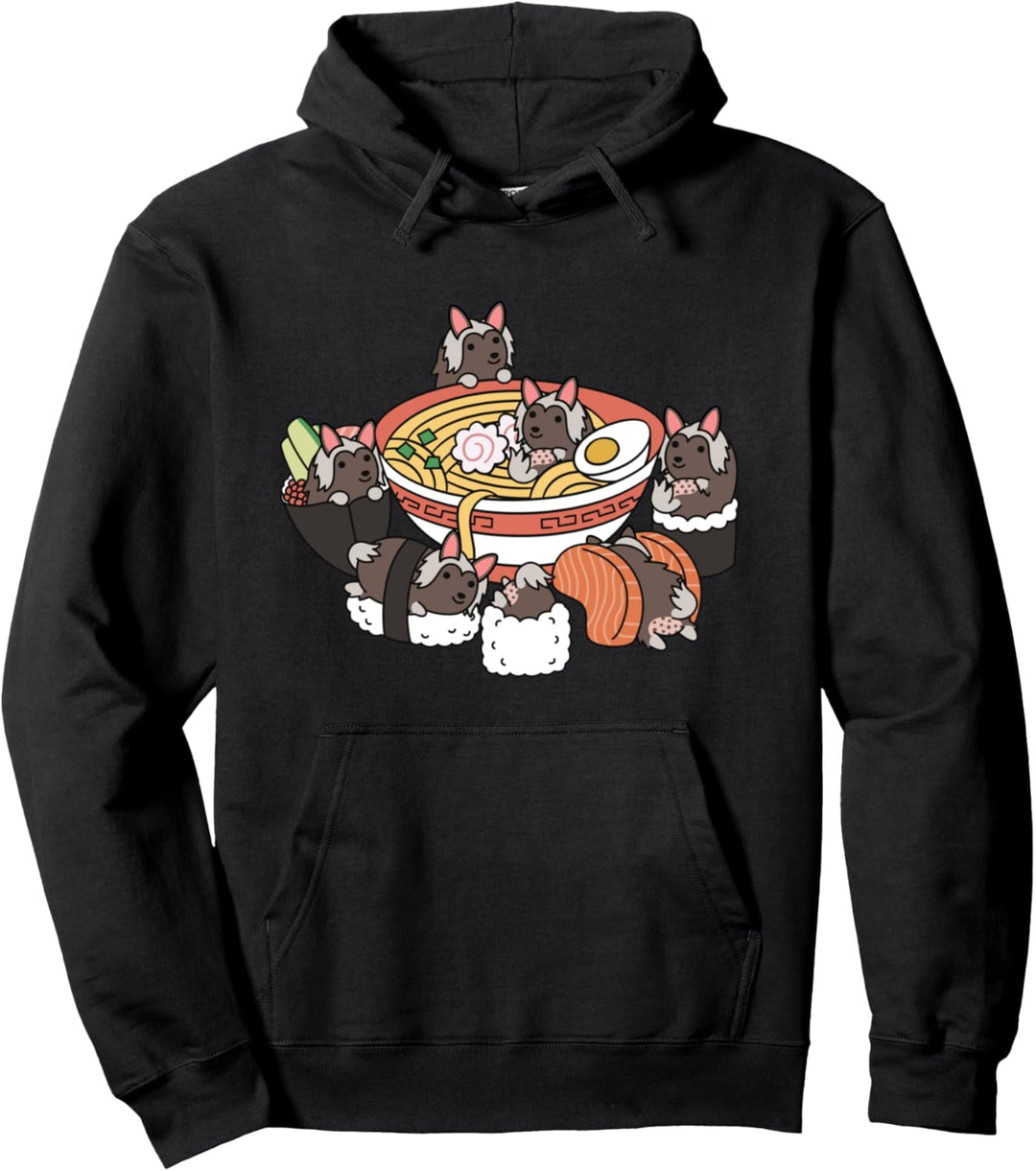 Ramen Sushi Chinesische Schopfhund Hund Pullover Hoodie