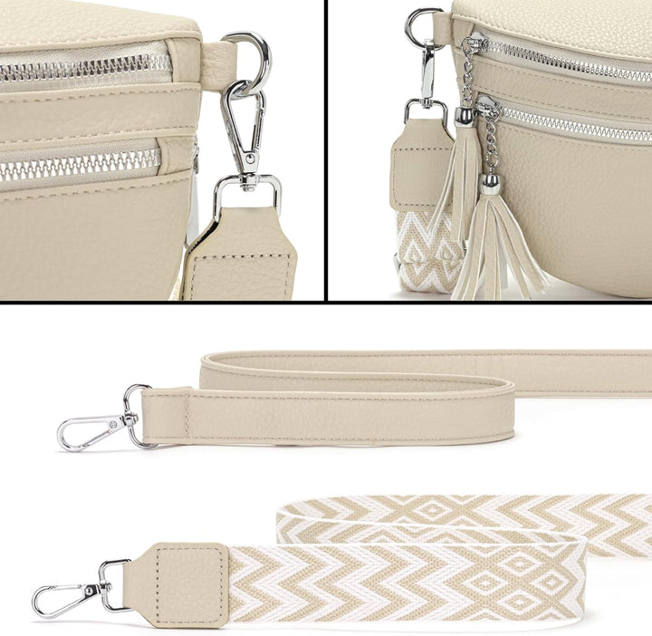 LANXINGLUO Bauchtasche Damen beige umhängetasche Damen mittelgross Crossbody Bag Mit Kreditkartenfac