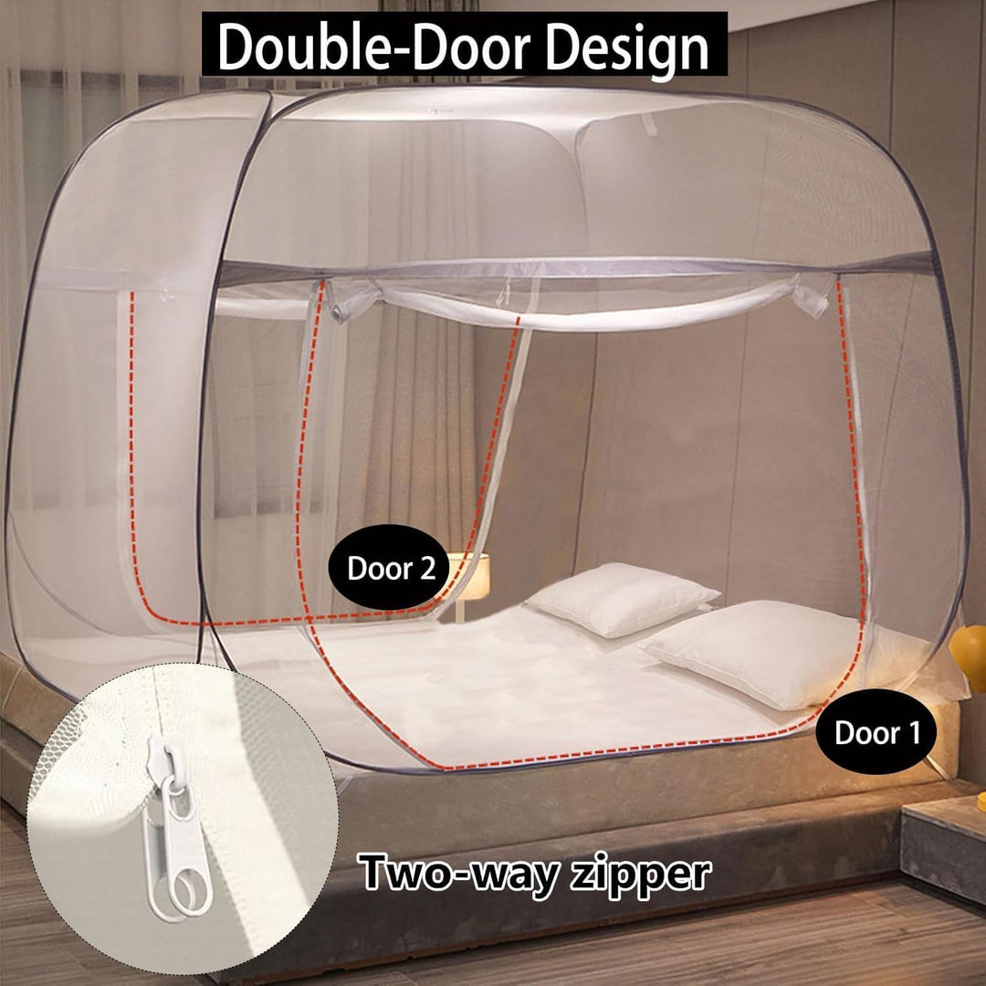 Moskitonetz Bett,180X200cm Zusammenklappbares Moskitonetz,Doppeltür-Moskito-Campingzelt,Faltbares An